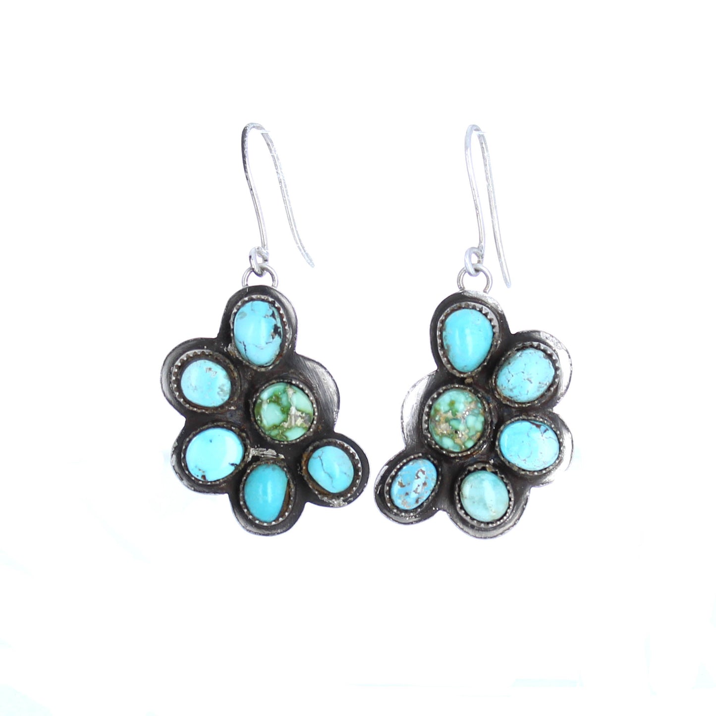 Dry Creek Turquoise Earrings Sterling 6-Stone Charmers -NewWorldGems
