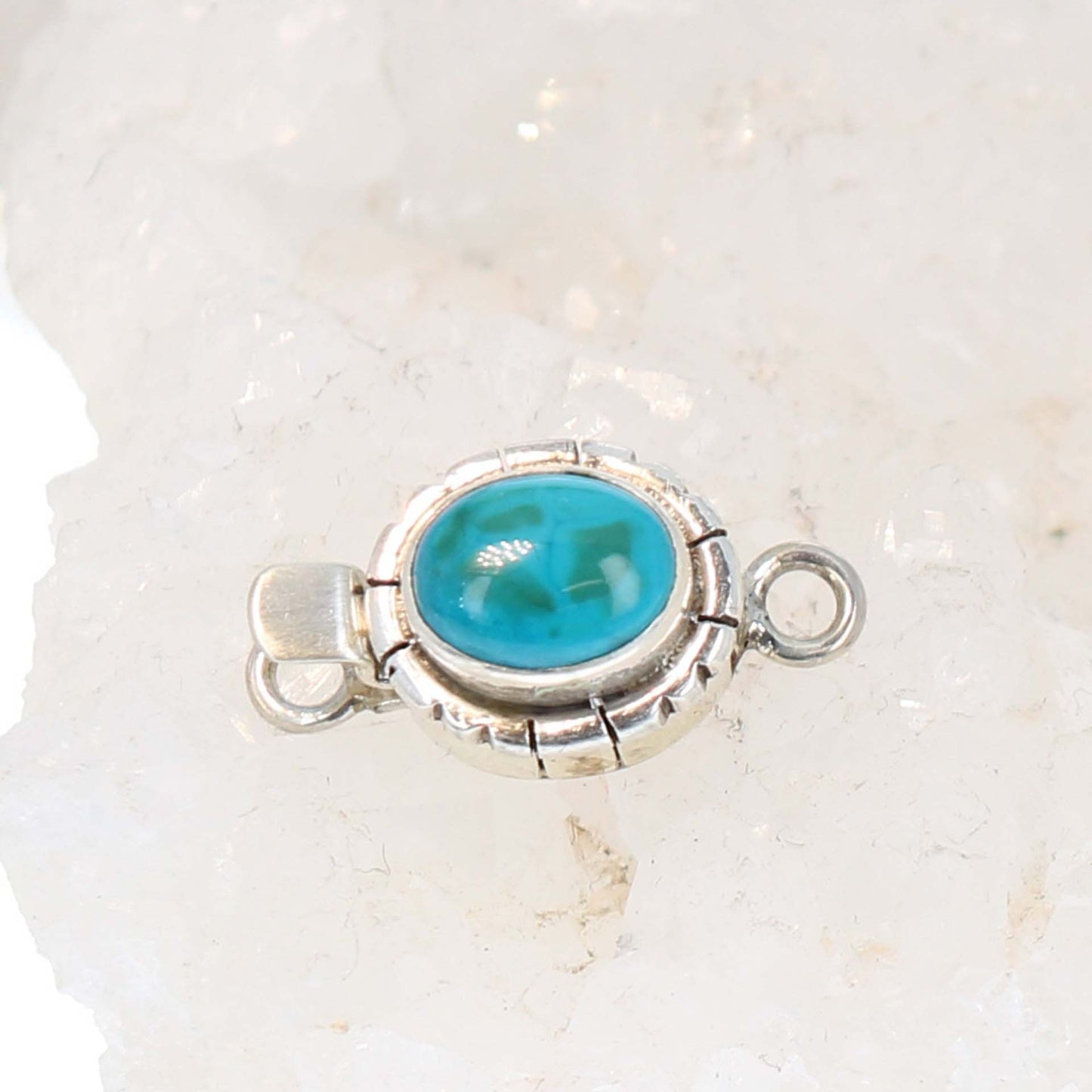 CHRYSOCOLLA GEM Silica Clasp Sterling Oval 8x10mm Southwest Style -NewWorldGems