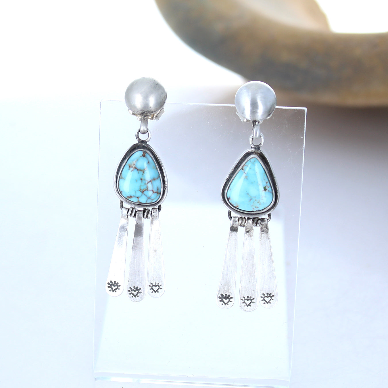 DRY CREEK Turquoise Earrings Sterling Large Dangles Southwest -NewWorldGems