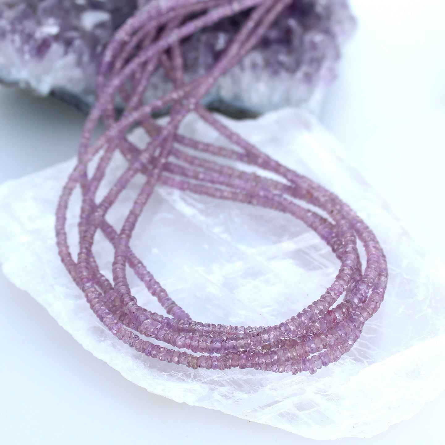 AAA Sugar Plum Sapphire Beads Faceted Rondelles 3-3.5mm -NewWorldGems