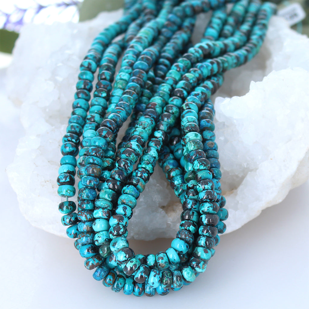 AAA Peacock Chrysocolla Beads Rondelle 6mm 16" -NewWorldGems