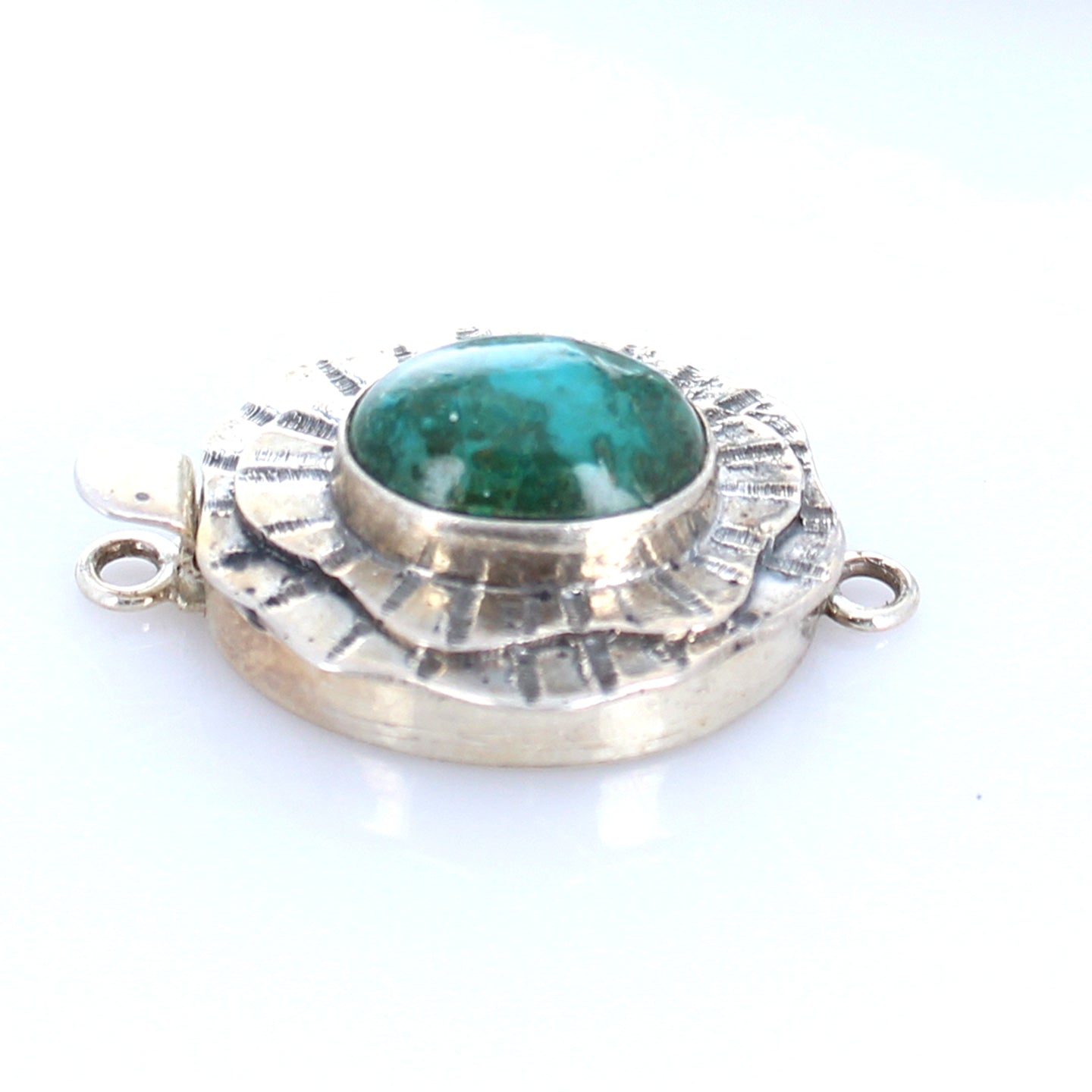 Flower Clasp Large Chrysocolla Oval Sterling Silver Choose Color -NewWorldGems