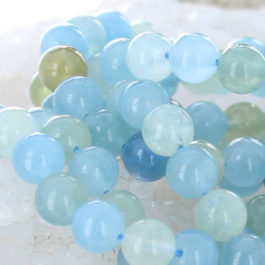 Aquamarine Beads Round Multi Color 10mm -NewWorldGems