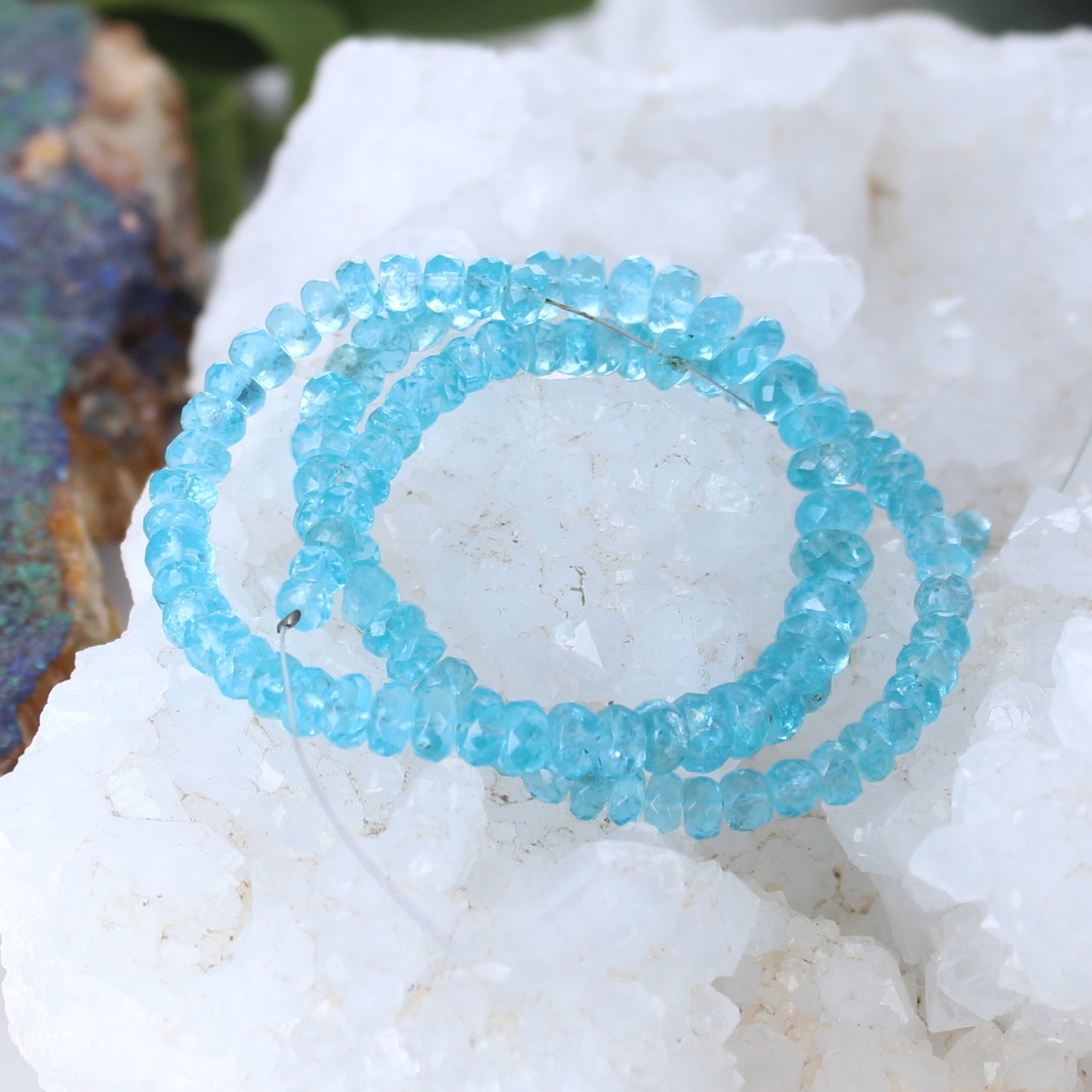 Apatite Beads Faceted Rondelle 4-6.5Mm Light Blue 14" -NewWorldGems