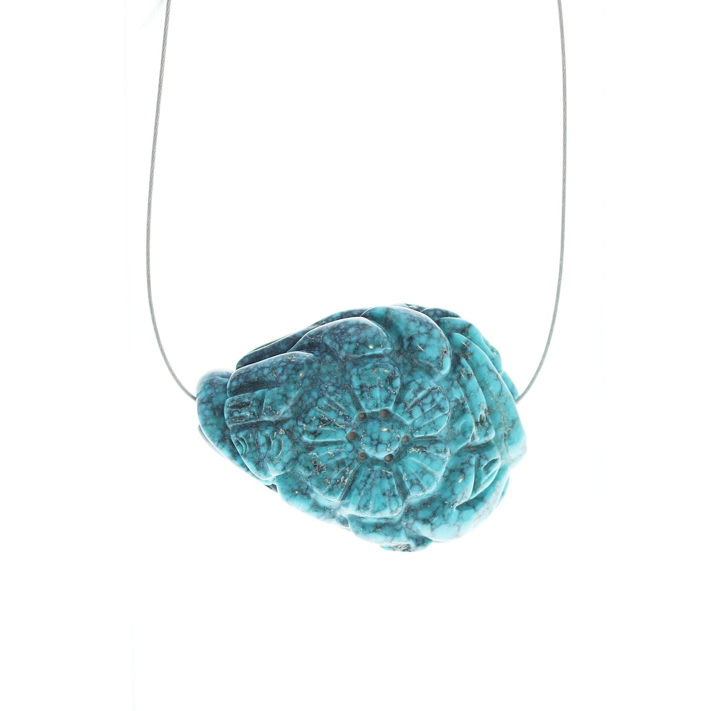 Carved Turquoise Centerpiece Focal Bead #4, -NewWorldGems