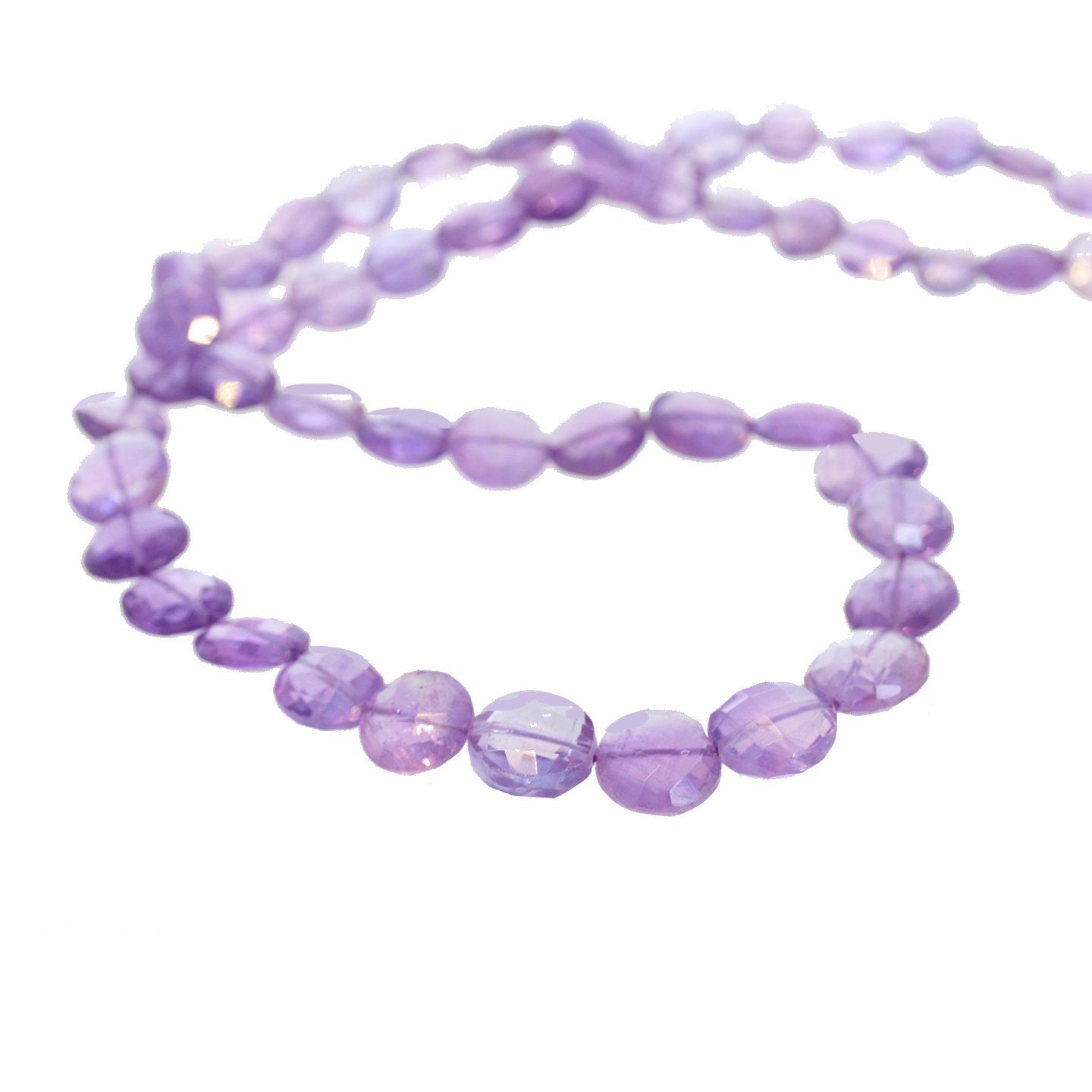 Amethyst Beads Faceted Coin Shape Graduated 8-10.8Mm -NewWorldGems
