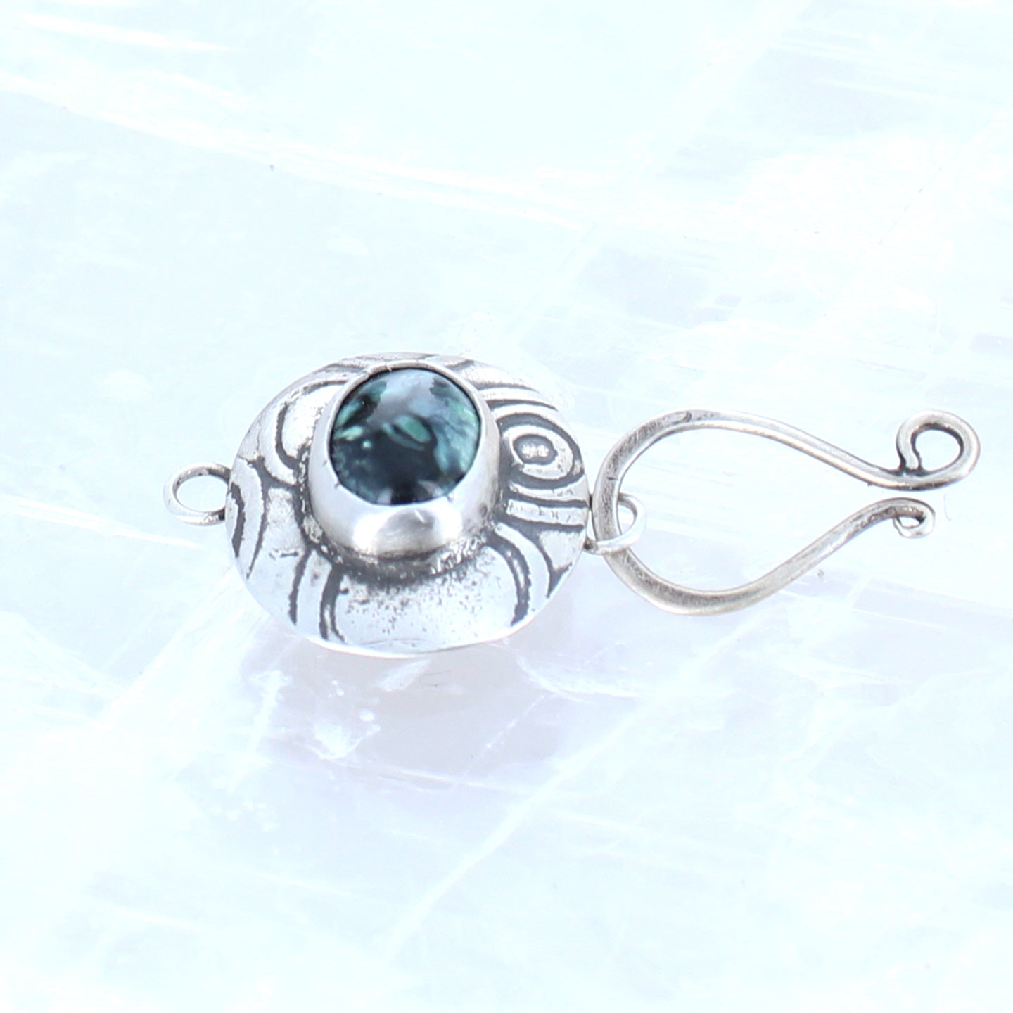 New Lander Turquoise Clasp Sterling Southwest J Hook Style -NewWorldGems