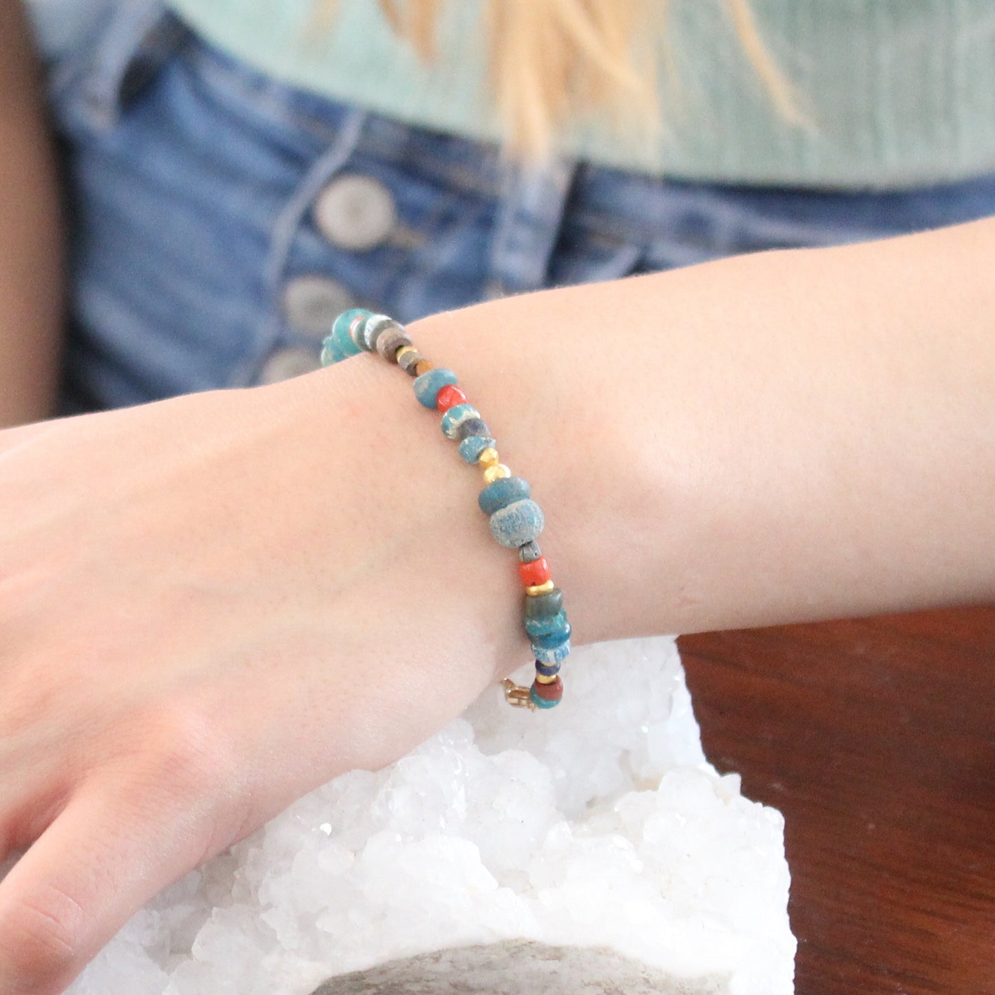 ANCIENT MALI Dig Beads Bracelet 18K Gold -NewWorldGems