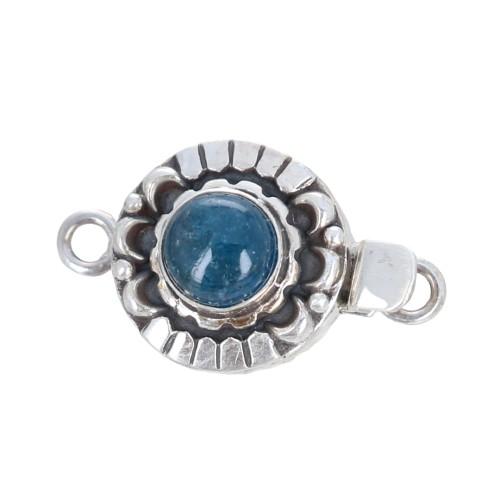 Apatite Clasp Sterling Round 8Mm Moon Lotus Design -NewWorldGems