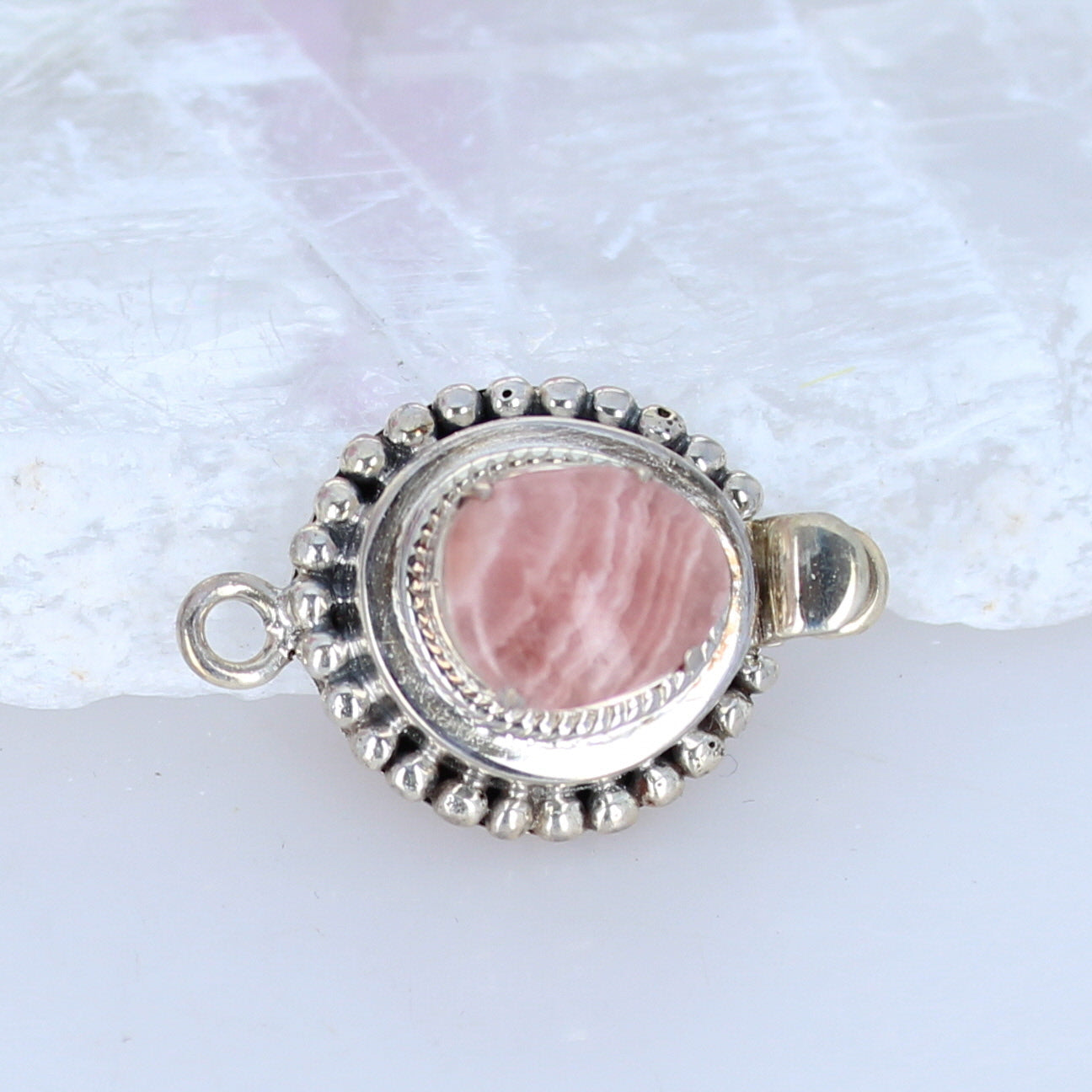 AAA Rhodochrosite Clasp Sterling Free Form Sterling -NewWorldGems