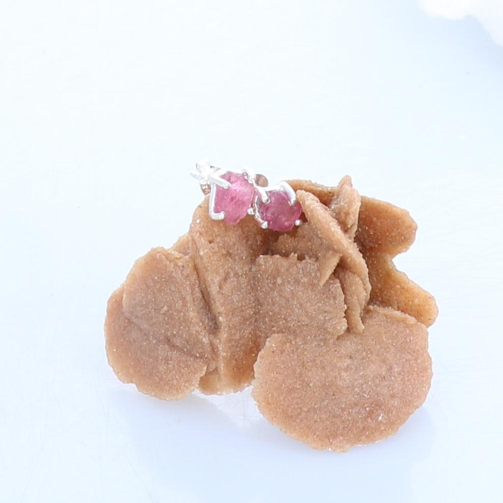 Pink Tourmaline Earrings Sterling Studs Raw Tourmaline -NewWorldGems