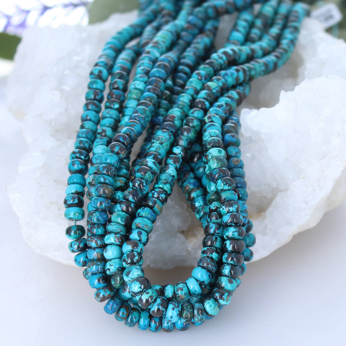 AAA Peacock Chrysocolla Beads Rondelle 6mm 16" -NewWorldGems