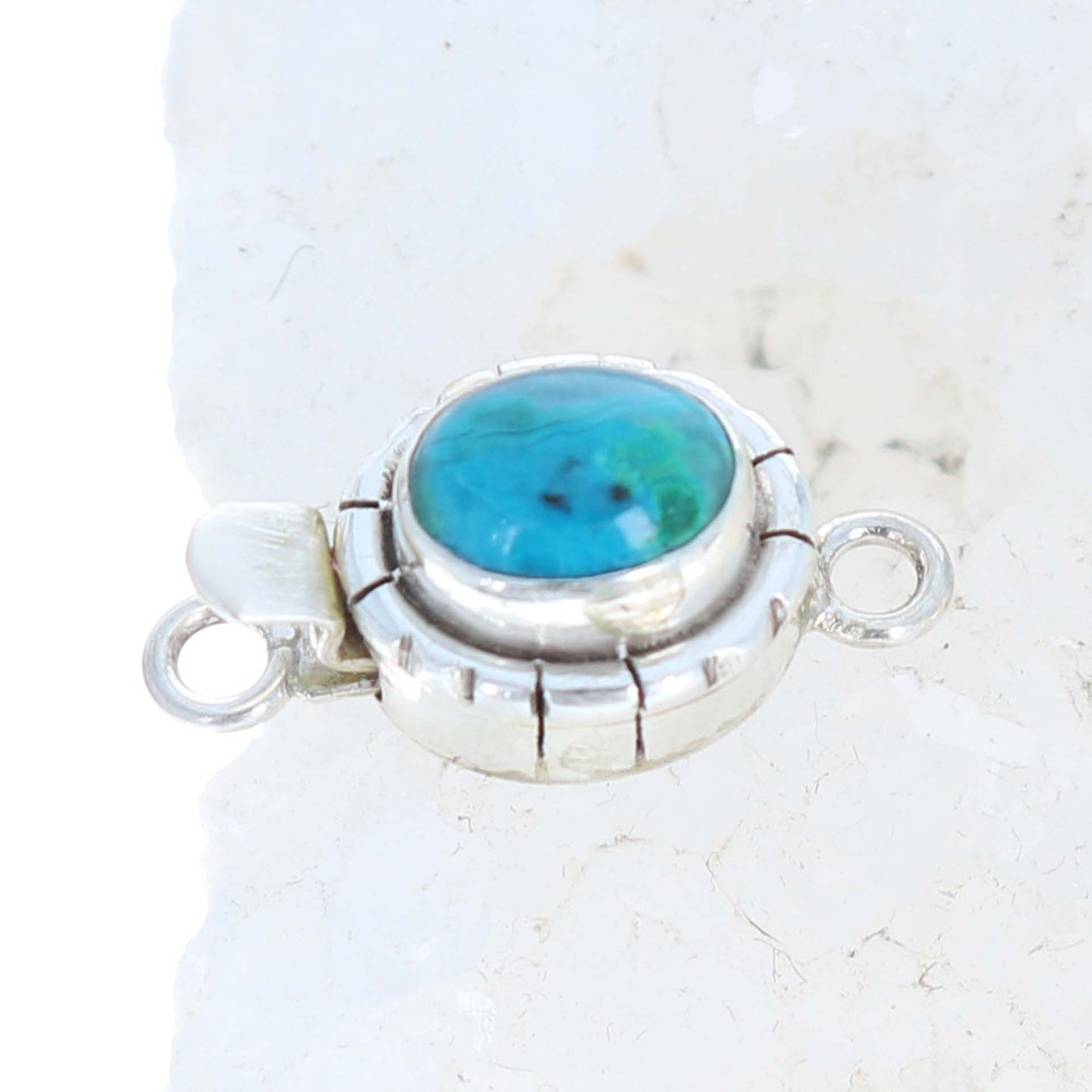 CHRYSOCOLLA GEM Silica Clasp Sterling Oval 8x10mm Southwest Style -NewWorldGems