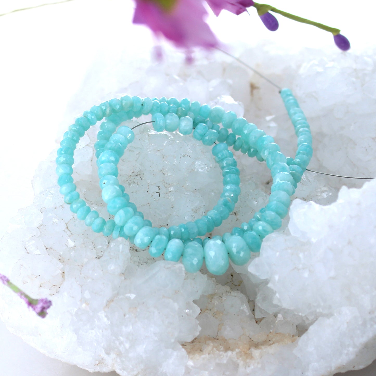 AAA AMAZONITE BEADS Faceted Rondelle 3.8-9mm 18" -NewWorldGems