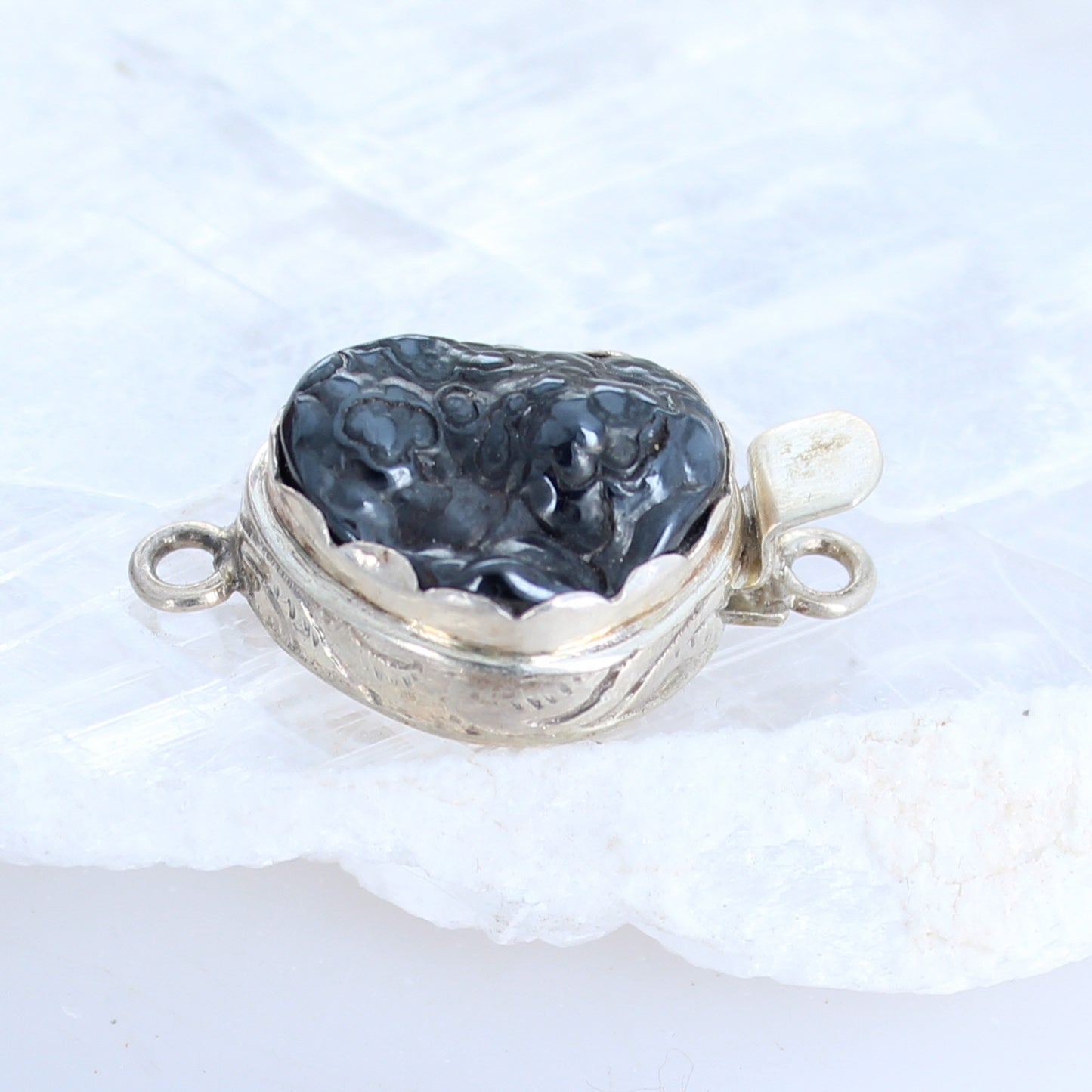 Large Sterling Silver Hemitite Clasp Component -NewWorldGems