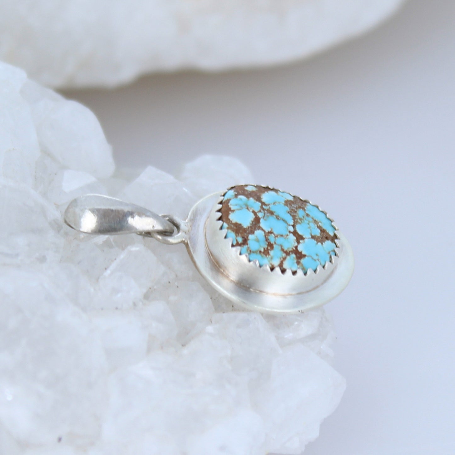 Beautiful Blue Carico Lake Turquoise Pendant Sterling Small -NewWorldGems