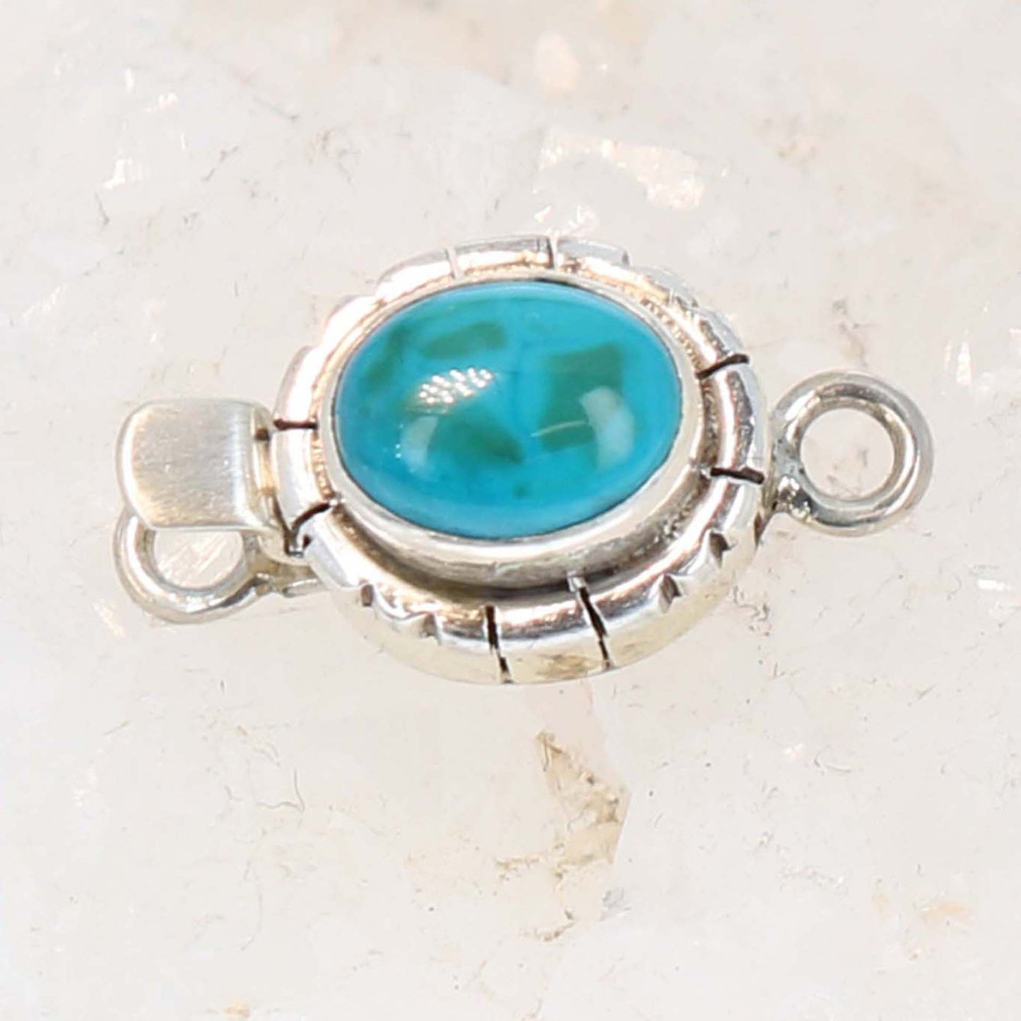 CHRYSOCOLLA GEM Silica Clasp Sterling Oval 8x10mm Southwest Style -NewWorldGems