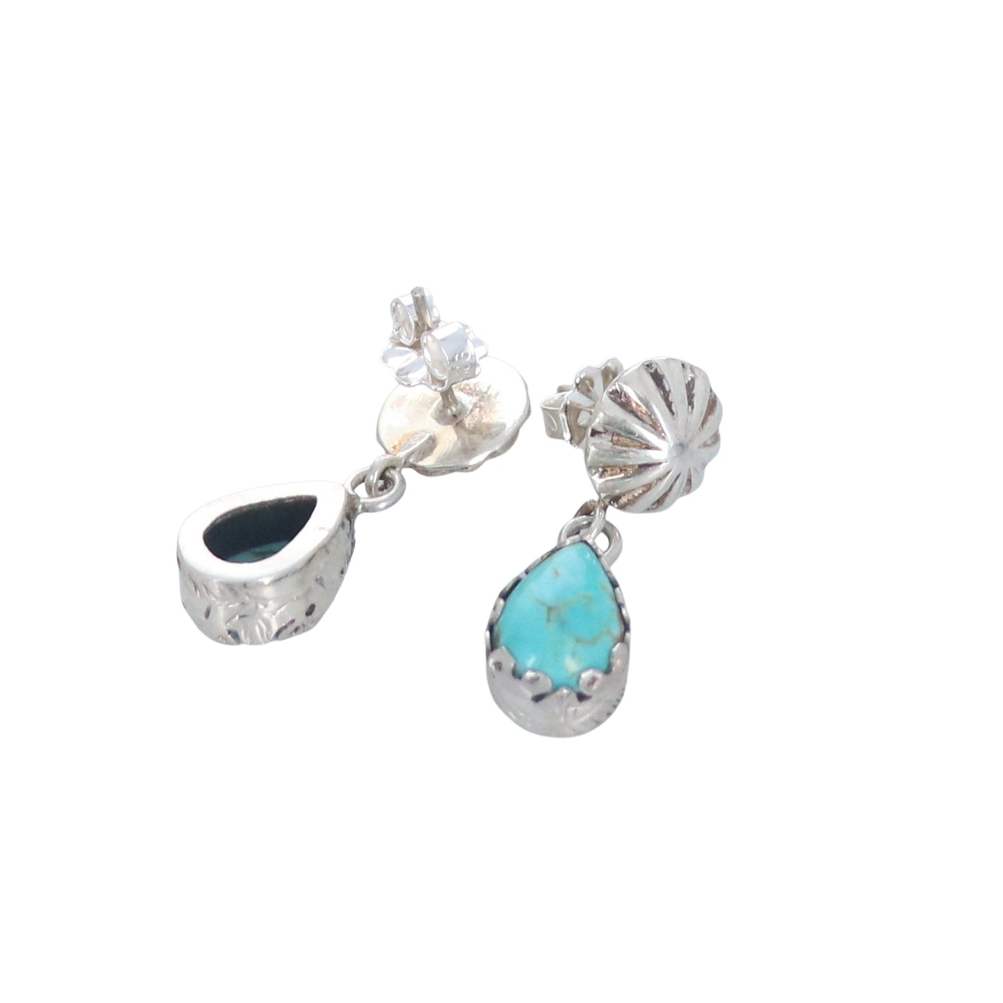 TURQUOISE Earrings #8 Mine Sterling Teardrops Nevada Southwest -NewWorldGems