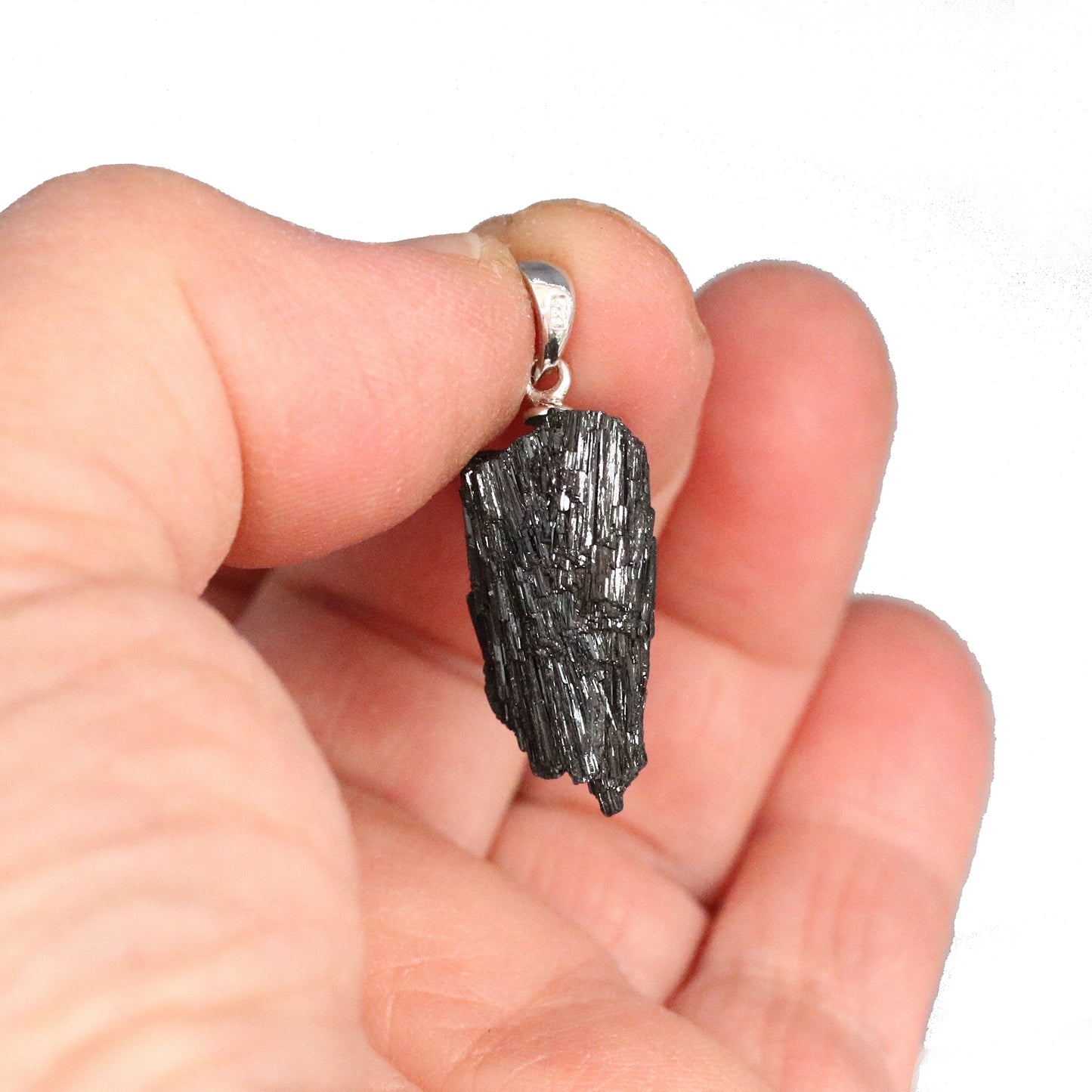 BLACK TOURMALINE Pendant Sterling Necklace 16" -NewWorldGems