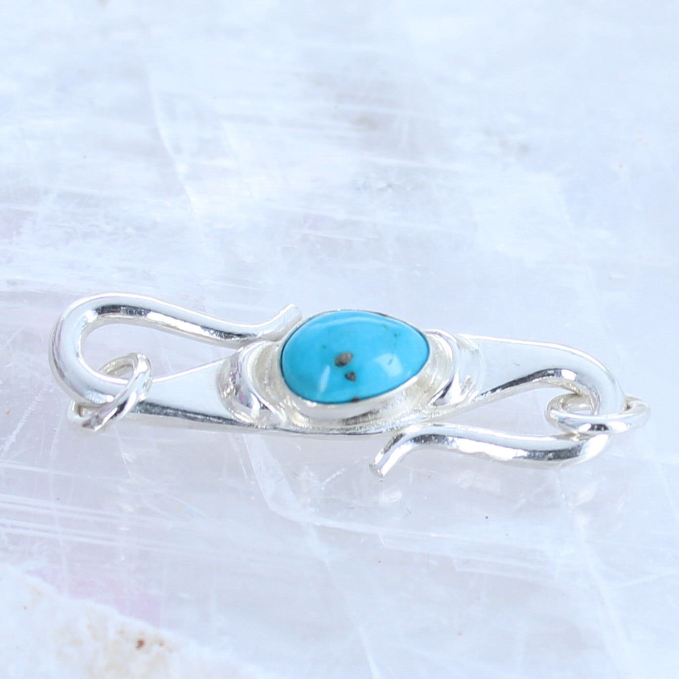Kingman Turquoise Clasp S Shaped Sterling Moons Mixed Shape -NewWorldGems