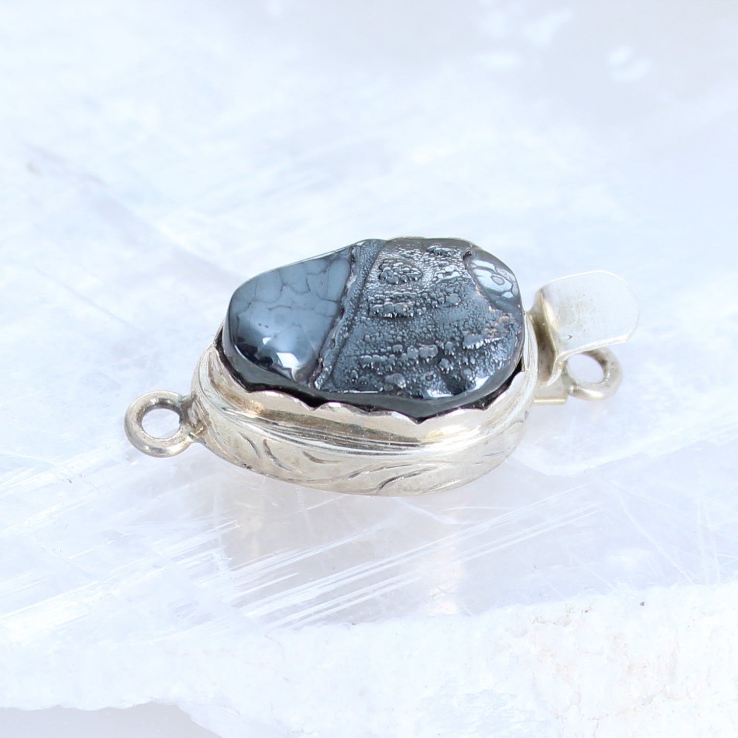 Large Sterling Silver Hemitite Clasp Component -NewWorldGems