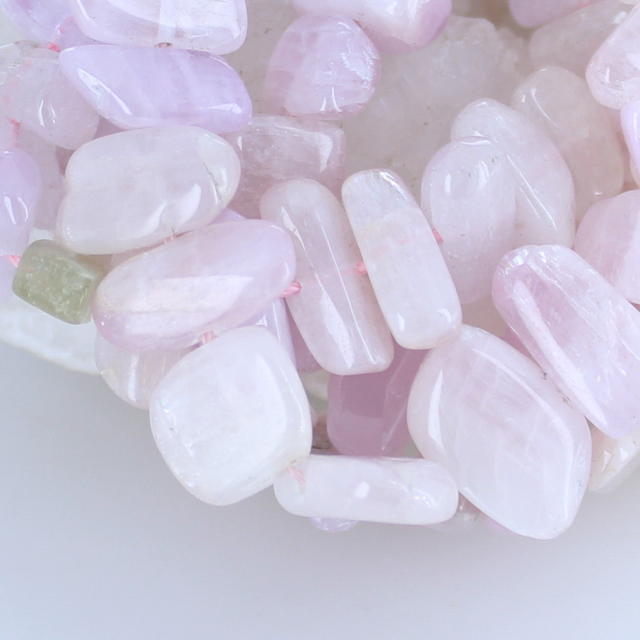 Kunzite Beads Side Drilled Irregular Cushion Shaped -NewWorldGems