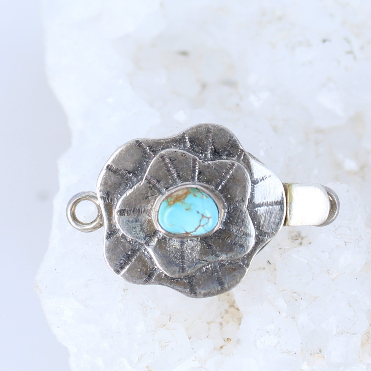 Flower Clasp Large Chrysocolla Oval Sterling Silver Choose Color -NewWorldGems