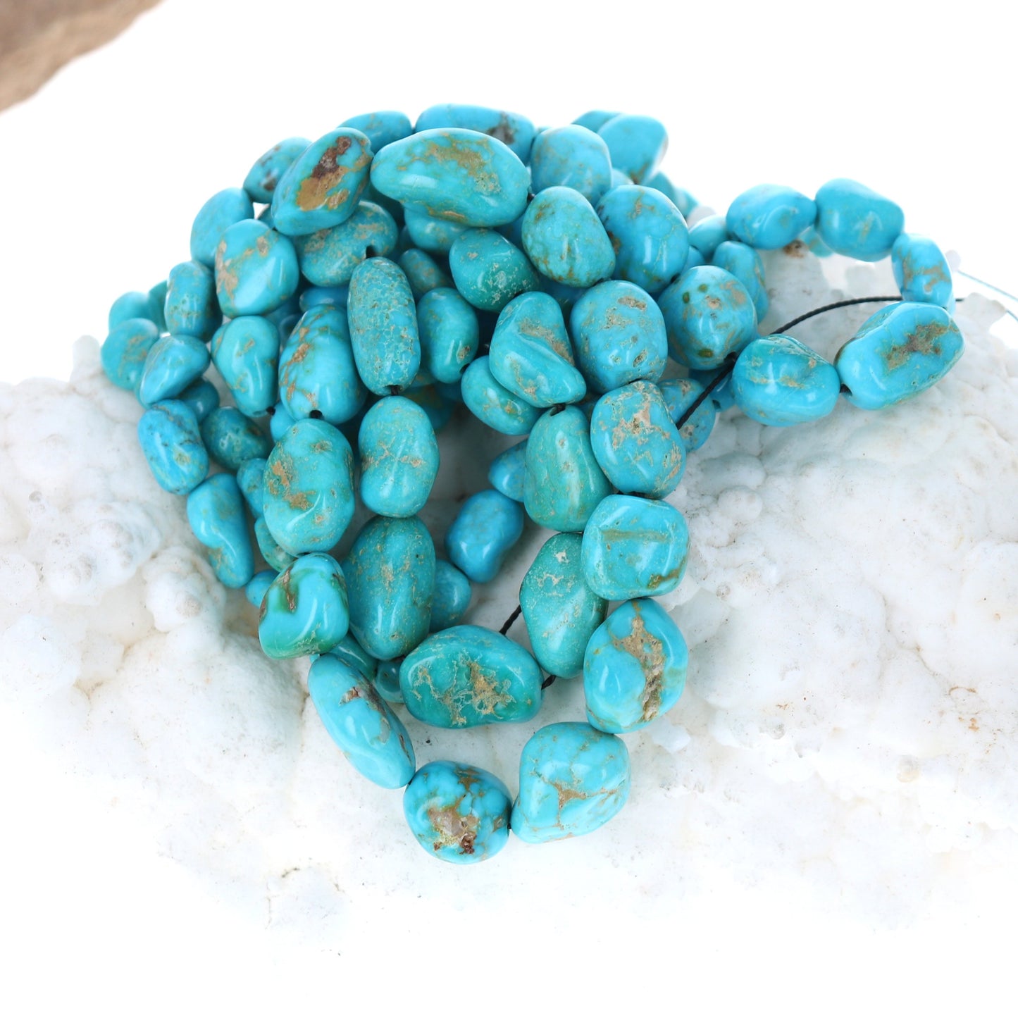 Turquoise Mountain Beads Potato Shaped Blue Golden 7-15Mm -NewWorldGems