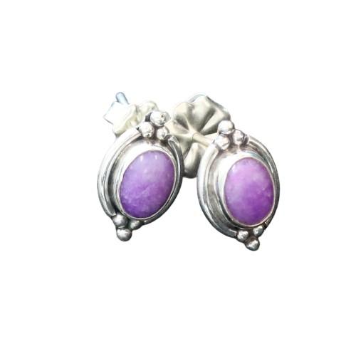 AAA Sugilite Sterling Earrings Oval 7X9Mm Post Stud Style -NewWorldGems