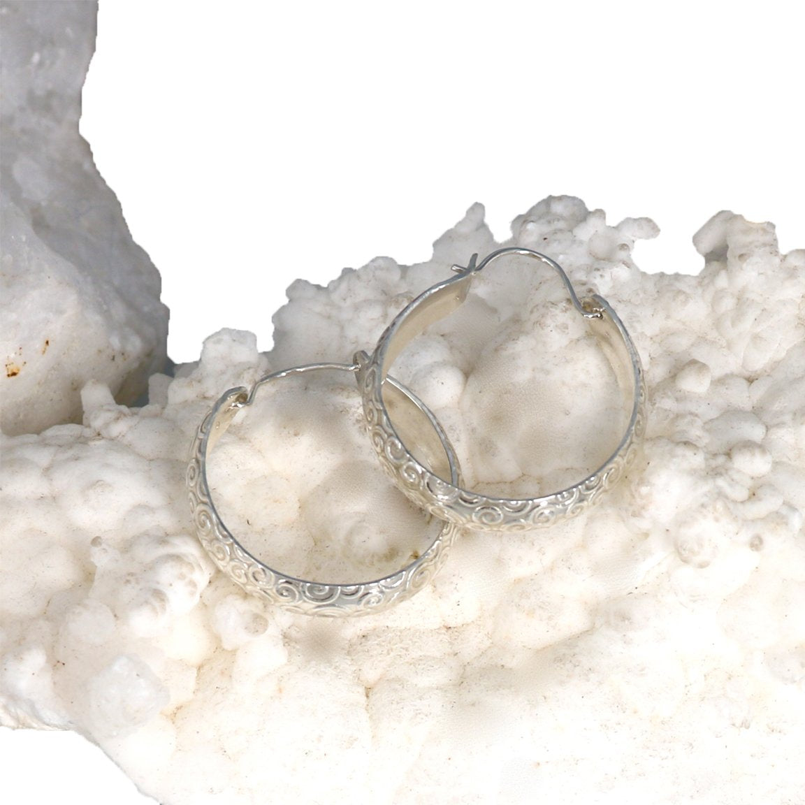 Sterling Silver Hoop Earrings Anticlastic Spiral Design 1.25" -NewWorldGems