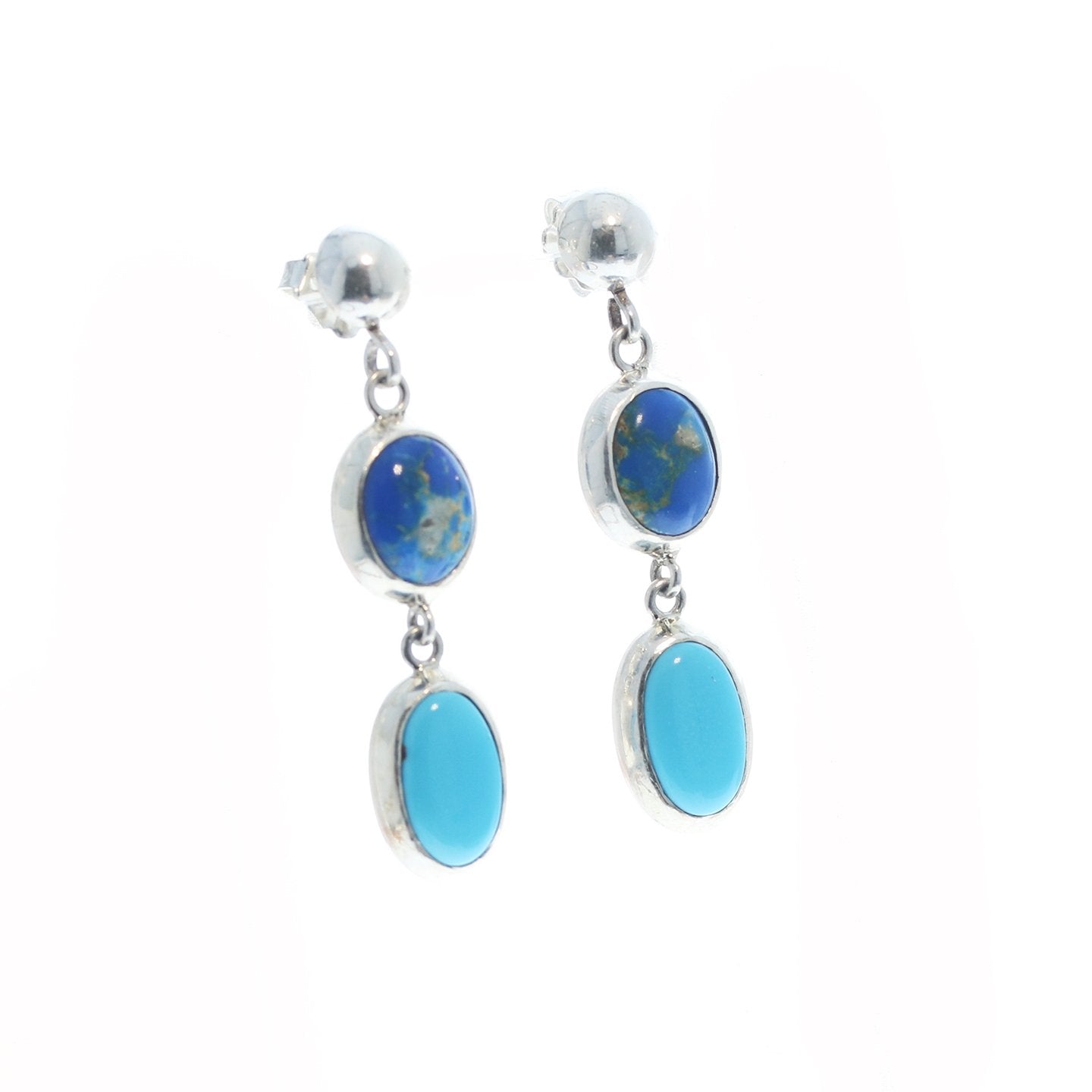 Sleeping Beauty Turquoise And Ceruleite Earrings Sterling -NewWorldGems