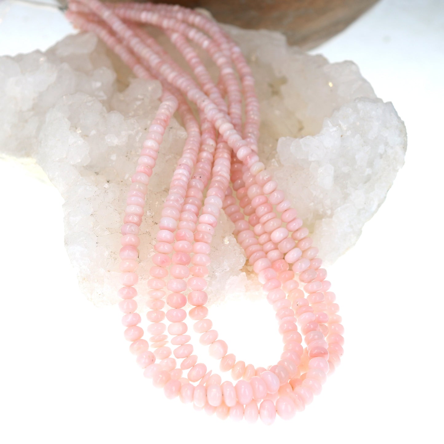 Rose Peruvian Opal Beads Rondelles Graduated 4-6mm -NewWorldGems