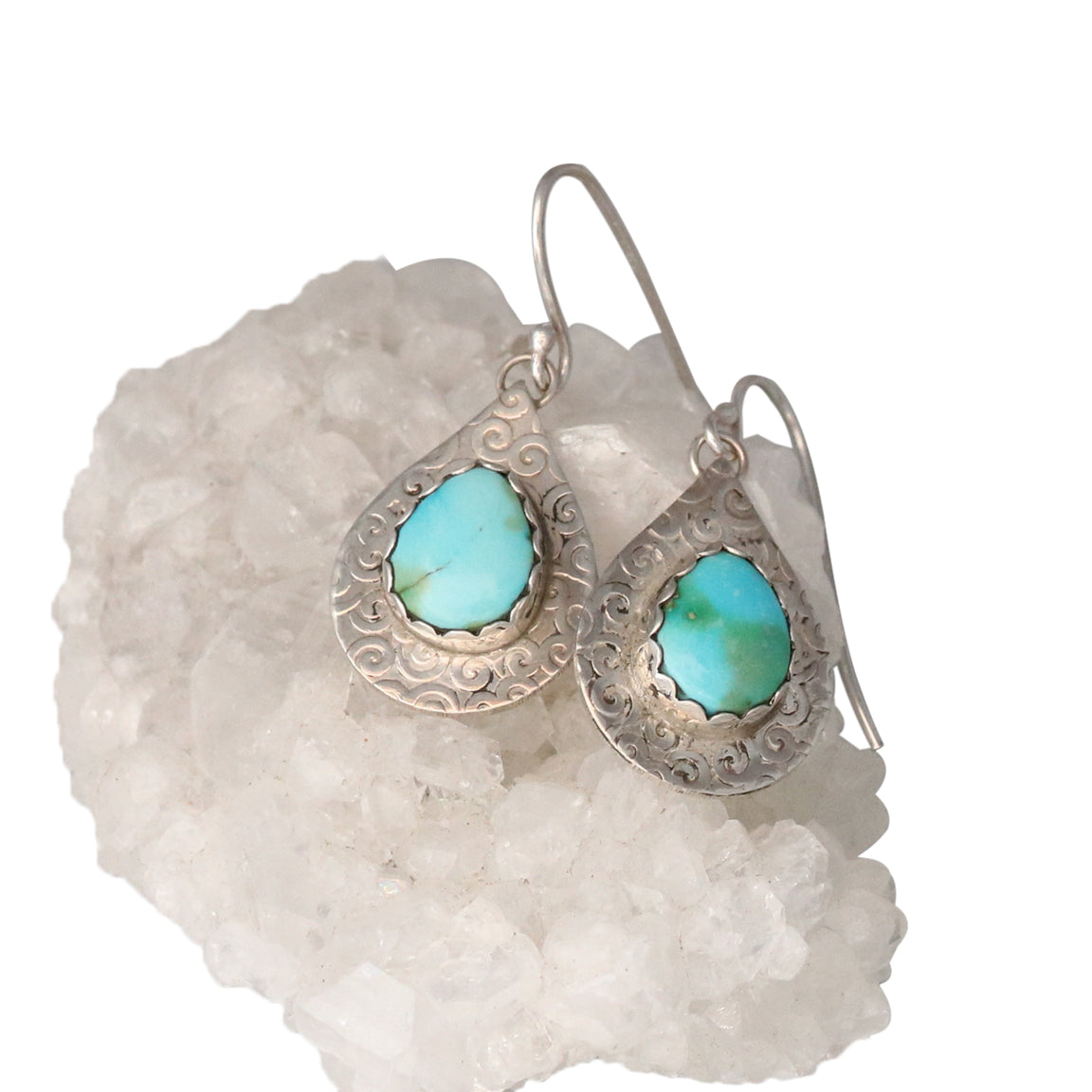 SONORAN MOUNTAIN Turquoise Earrings Sterling Teardrops Swirls -NewWorldGems