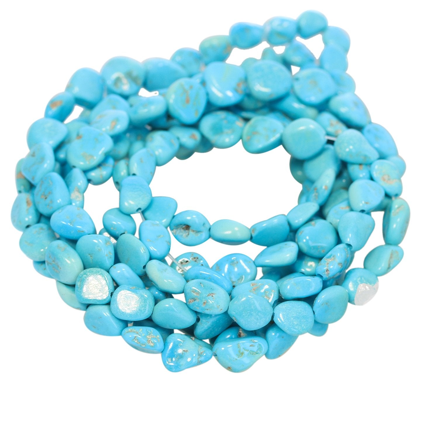 Sleeping Beauty Turquoise Beads Flat Potato Shape -NewWorldGems