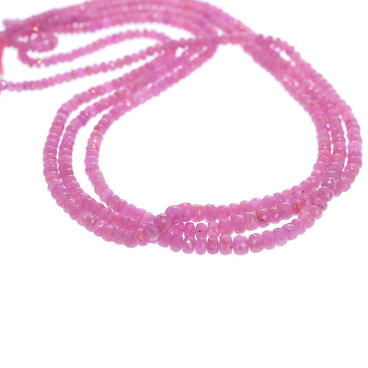 Sapphire Beads Faceted Rondelles Hot Pink 3-5.5Mm 16" -NewWorldGems