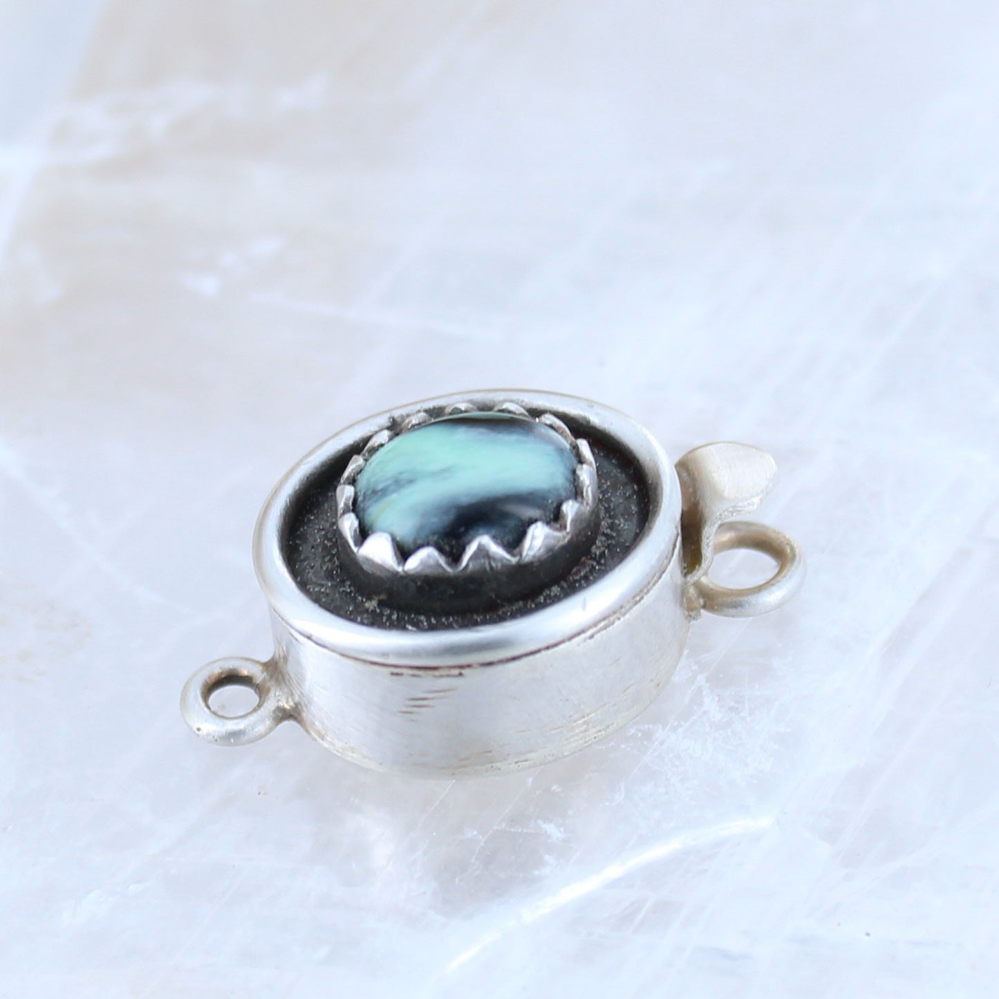 New Lander Turquoise Clasp Sterling Southwest 8X10mm -NewWorldGems