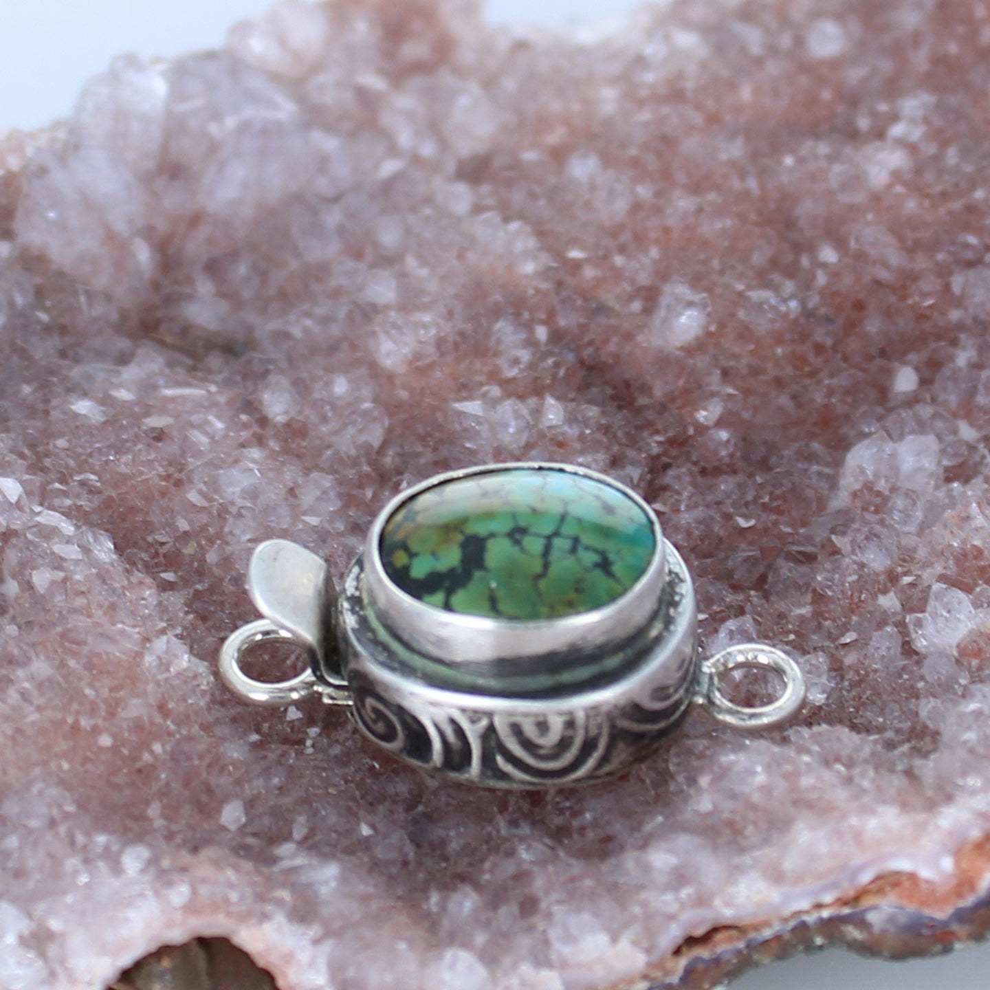 CHINESE TURQUOISE Clasp Oval Shape Sterling Choose Color -NewWorldGems