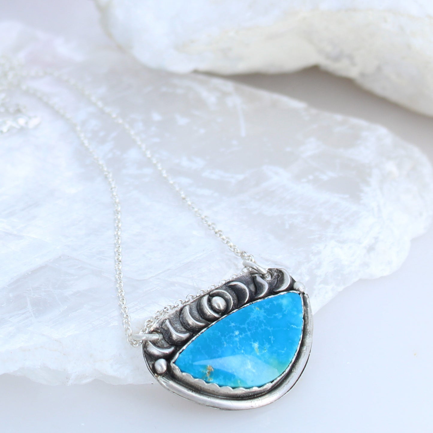 KINGMAN TURQUOISE Pendant Protective Eye Sterling Large -NewWorldGems