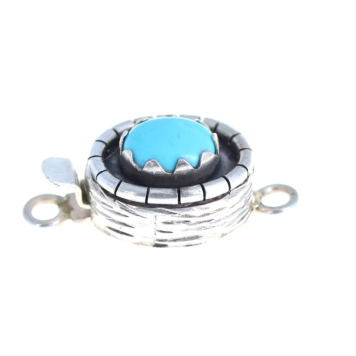 Sleeping Beauty Turquoise Sterling Clasp Oval Southwest 10X7.5mm -NewWorldGems