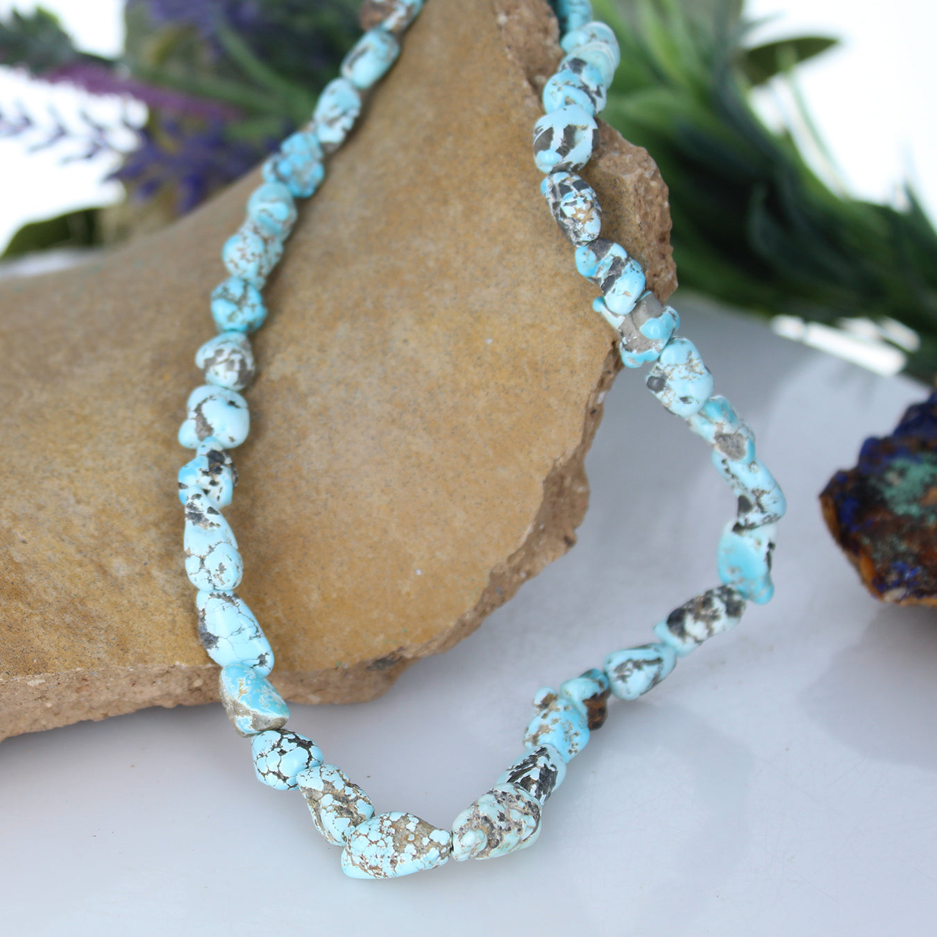 Rare LONE MOUNTAIN TURQUOISE Beads 9-15x9mm Sky Blue -NewWorldGems