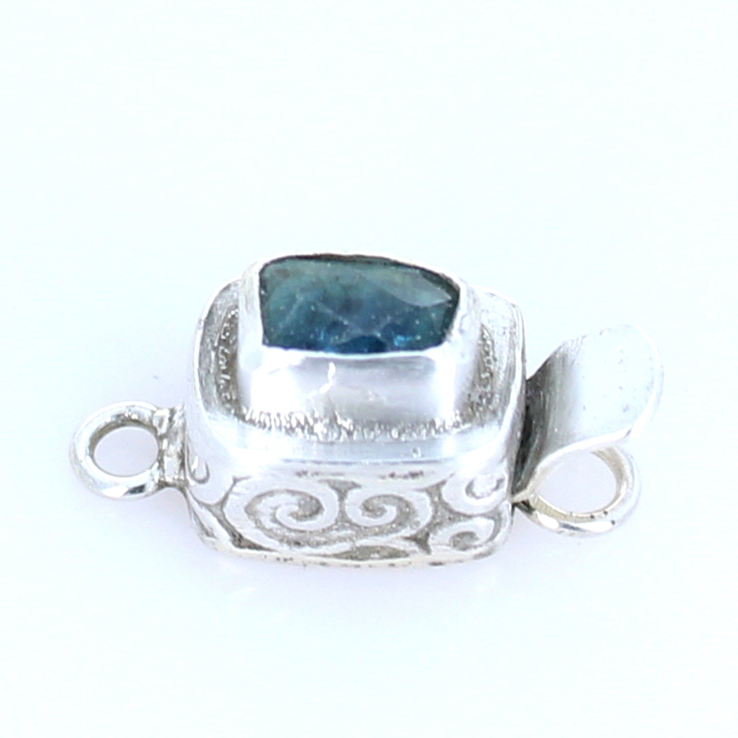AAA Blue Tourmaline Faceted Sterling Clasp Patterned Design #2 -NewWorldGems