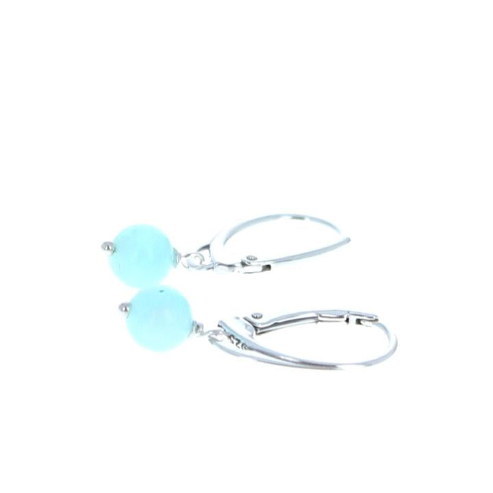 Peruvian Opal Round Earrings Sterling Leverback -NewWorldGems