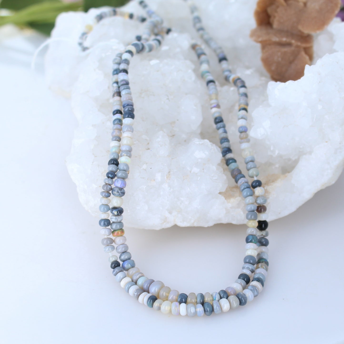 AUSTRALIAN OPAL Beads Lightning Ridge Graduated Rondelles 3-6mm 16" -NewWorldGems