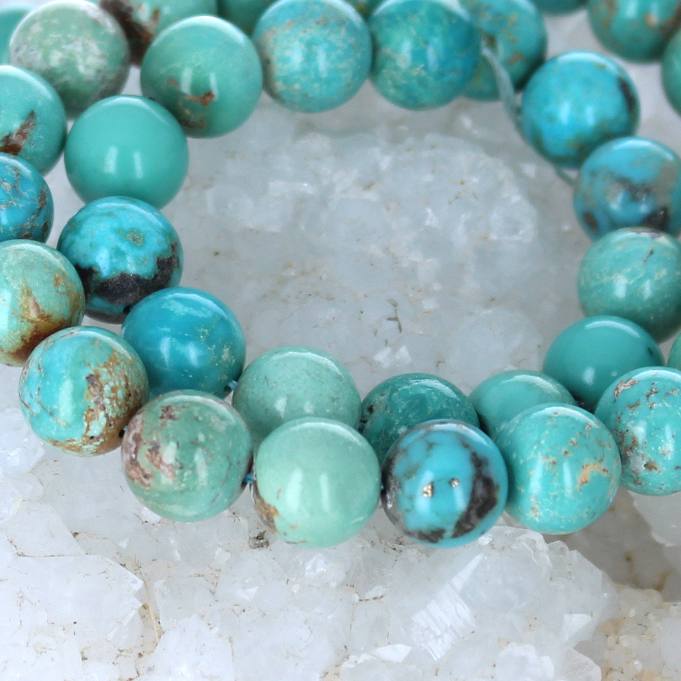 CHINESE TURQUOISE Red Skin Round Beads Aqua Sky 10mm -NewWorldGems