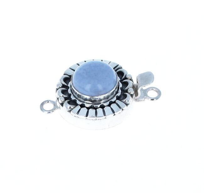 Chakcedony Clasp Moon Petal Design 12Mm Round -NewWorldGems