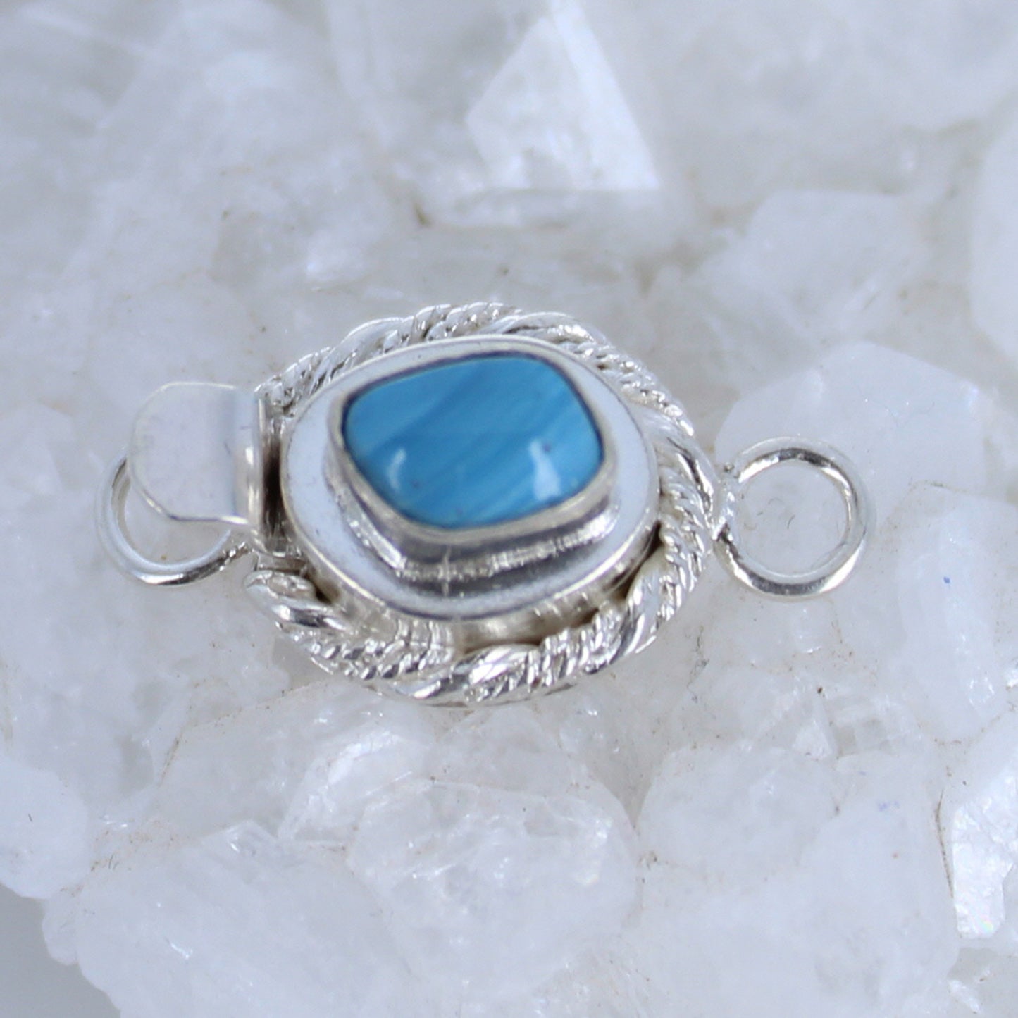 Medieval Swedish Iron Ore Glass Clasp Sterling Silver Freeform -NewWorldGems