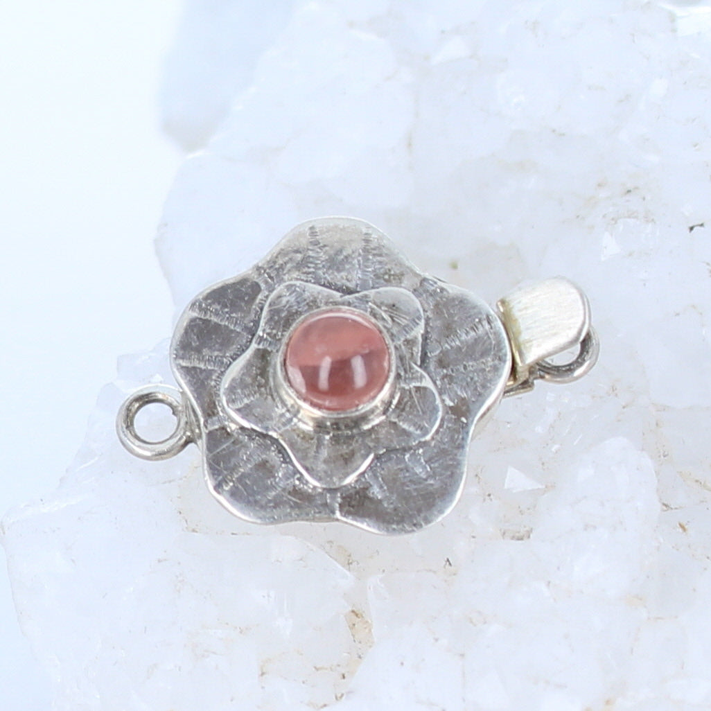 Floral Clasp Sterling Silver Handmade Rhodochrosite Gemstone -NewWorldGems