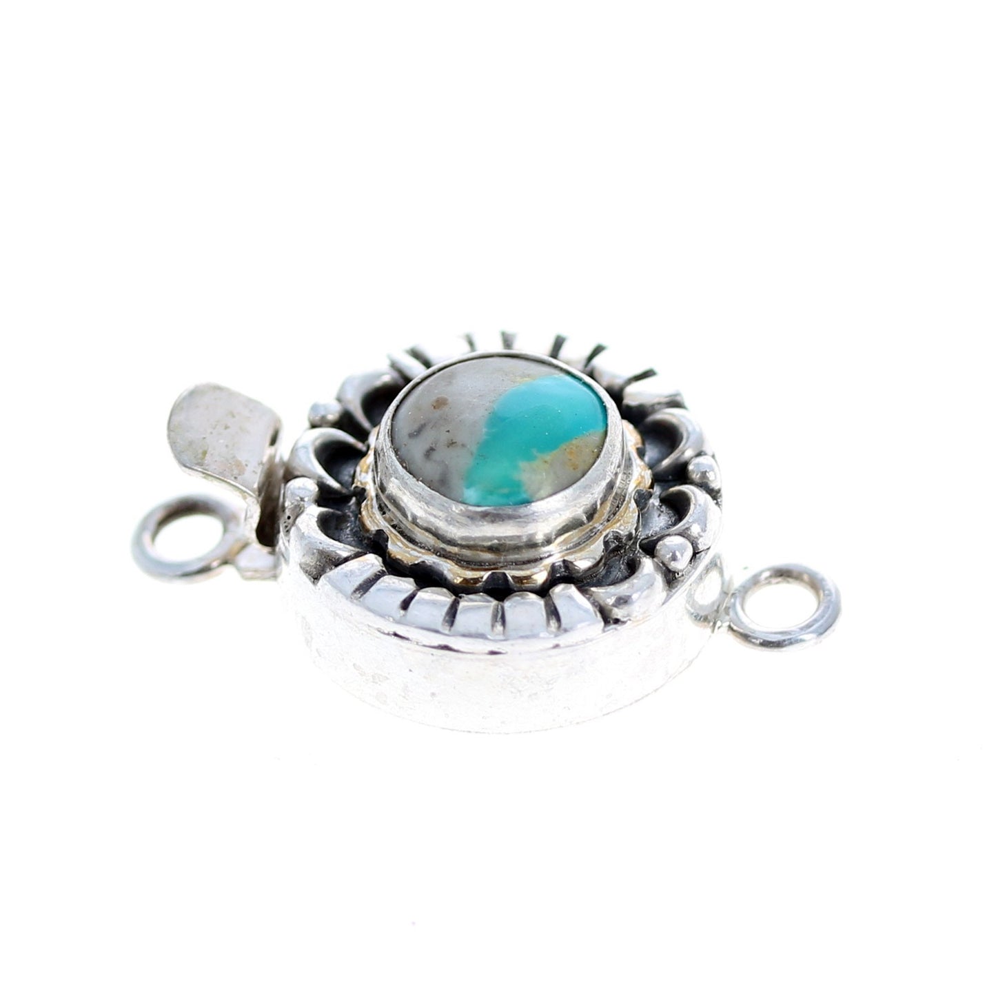 Royston Ribbon Turquoise Clasp Moon Design Sterling, -NewWorldGems