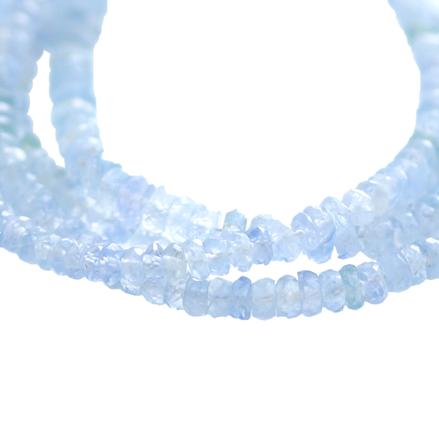 Sapphire Faceted Disc Rondelle Beads Ice Blue 3-5Mm 18", -NewWorldGems