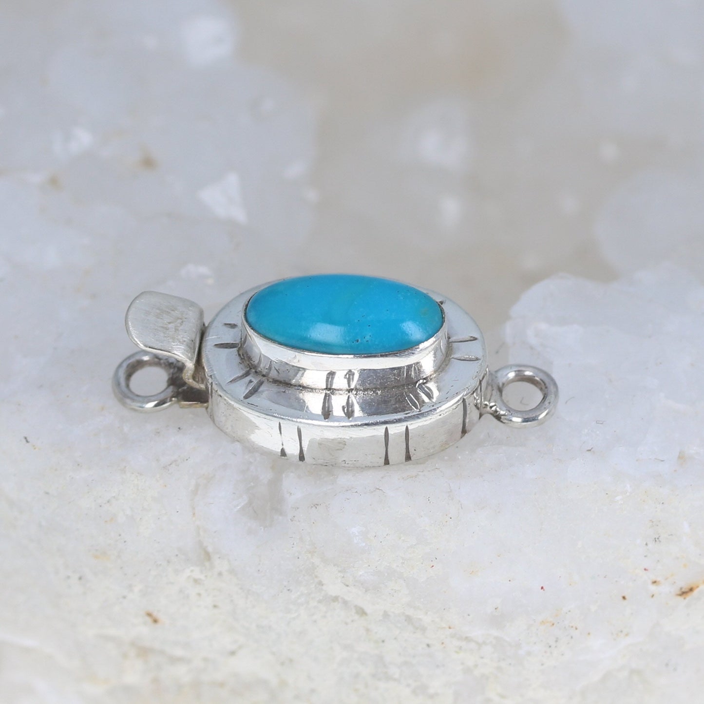 Blue Bird Turquoise Sterling Clasp Southwestern Style -NewWorldGems